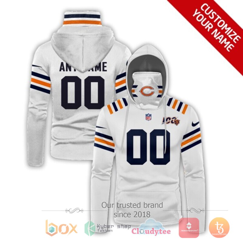 Personalized NFL Chicago Bears White 3d hoodie mask
