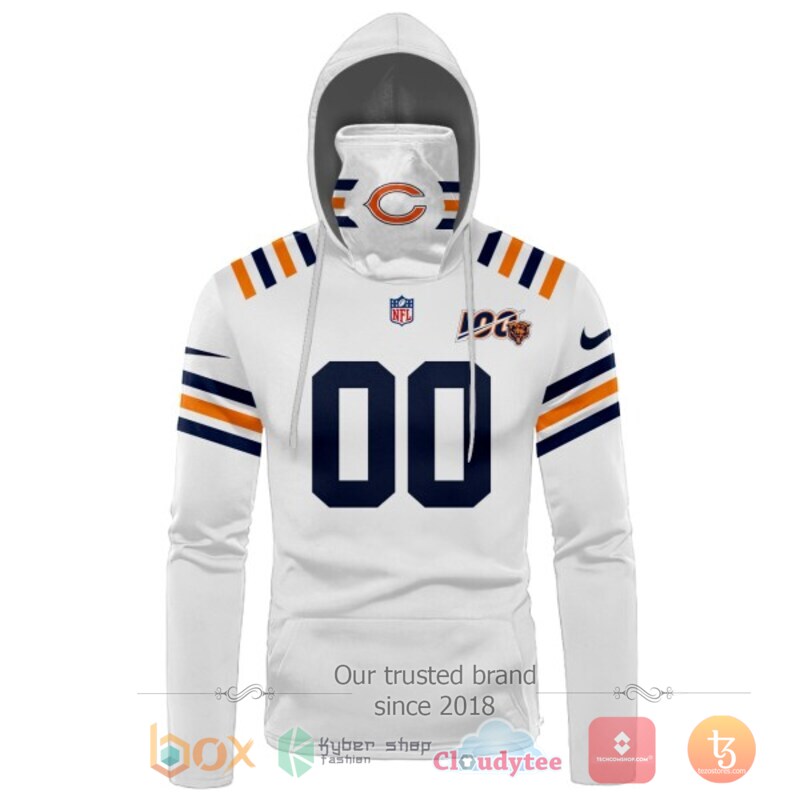 Personalized NFL Chicago Bears White 3d hoodie mask 2 Personalized NFL Chicago Bears White 3d hoodie mask 1
