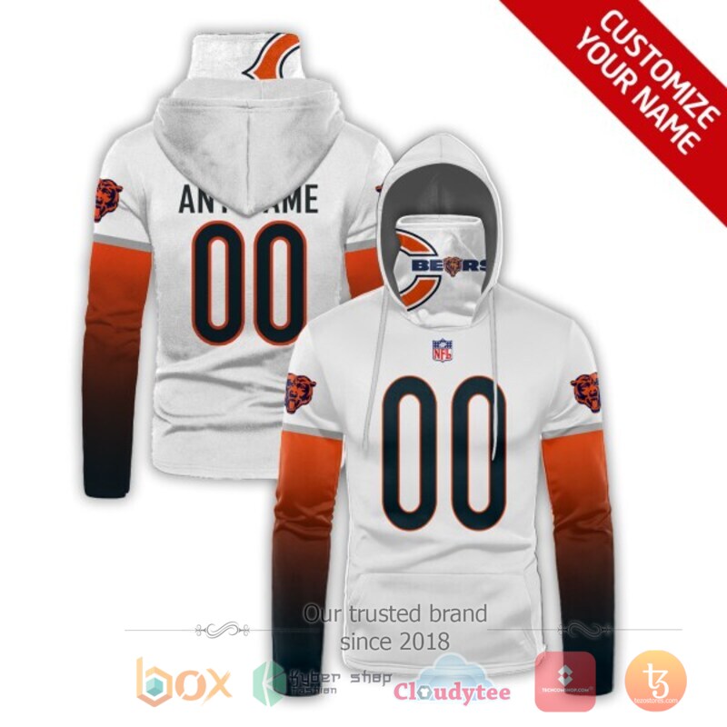 Personalized NFL Chicago Bears White Orange 3d hoodie mask 7 Personalized NFL Chicago Bears White Orange 3d hoodie mask