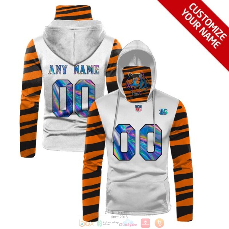 Personalized NFL Cincinnati Bengals white custom 3d hoodie mask