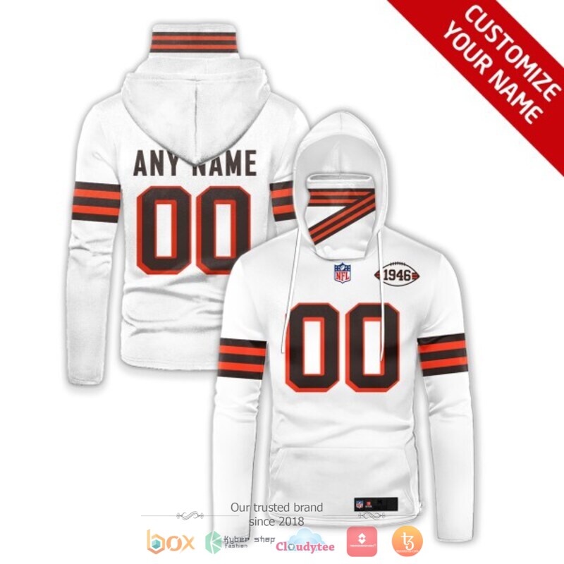 Personalized NFL Cleveland Browns 1946 white custom hoodie mask