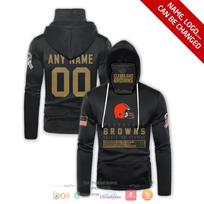 Personalized NFL Cleveland Browns Black 3d hoodie mask