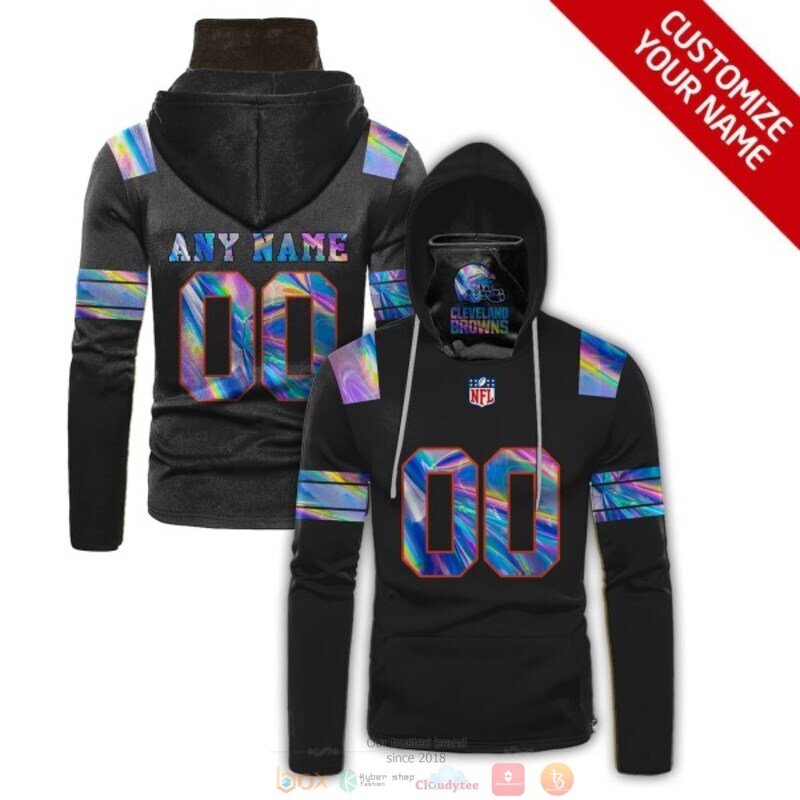 Personalized NFL Cleveland Browns black custom 3d hoodie mask