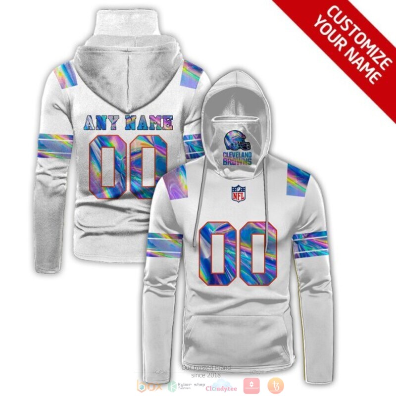 Personalized NFL Cleveland Browns white custom 3d hoodie mask