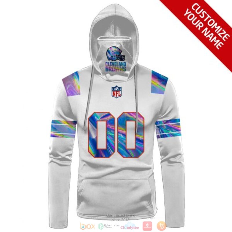Personalized NFL Cleveland Browns white custom 3d hoodie mask 1