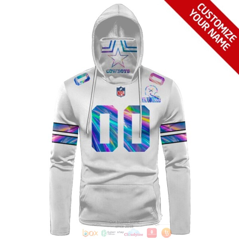 Personalized NFL Dallas Cowboys Est 1960 white custom 3d hoodie mask 1