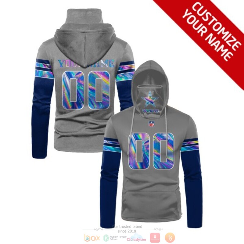 Personalized NFL Dallas Cowboys grey custom 3d hoodie mask