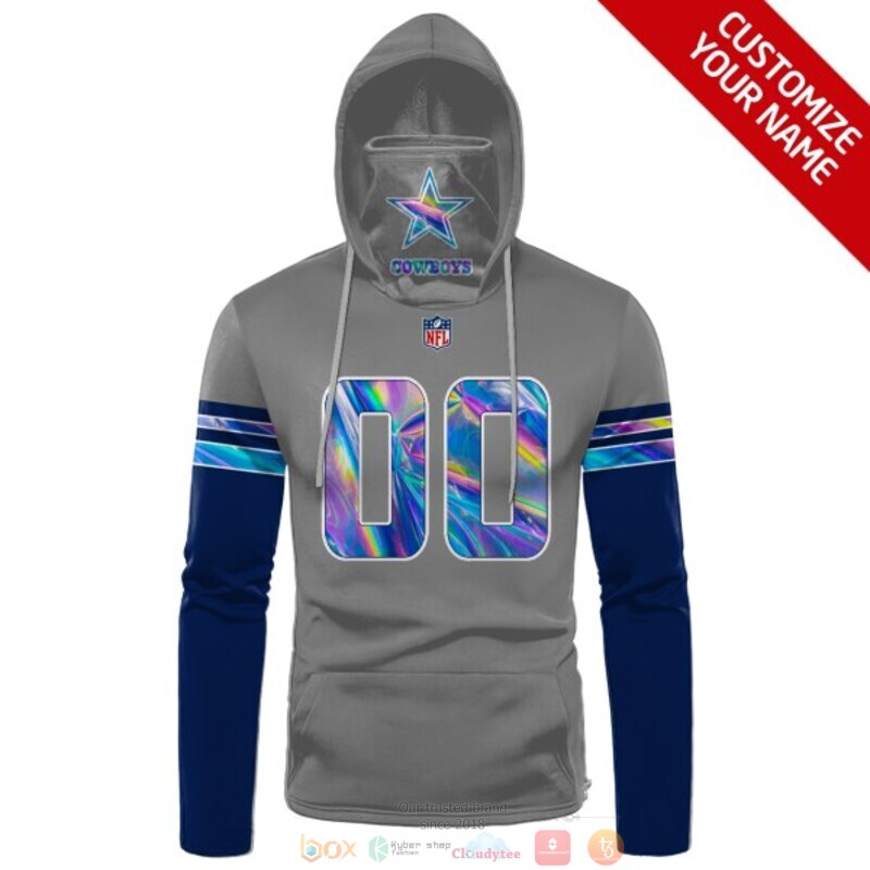 Personalized NFL Dallas Cowboys grey custom 3d hoodie mask 1