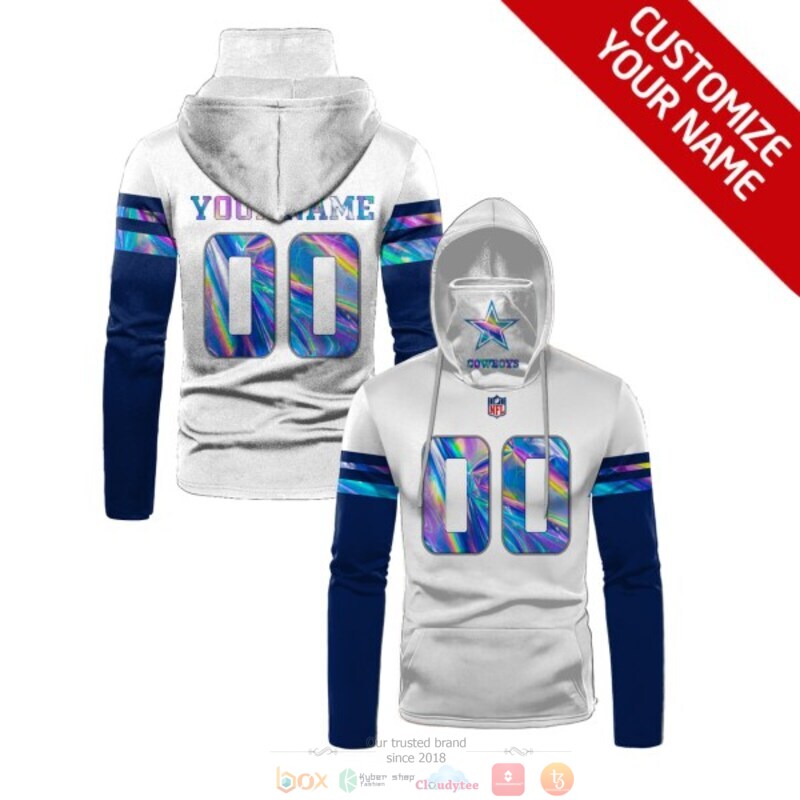 Personalized NFL Dallas Cowboys white custom 3d hoodie mask