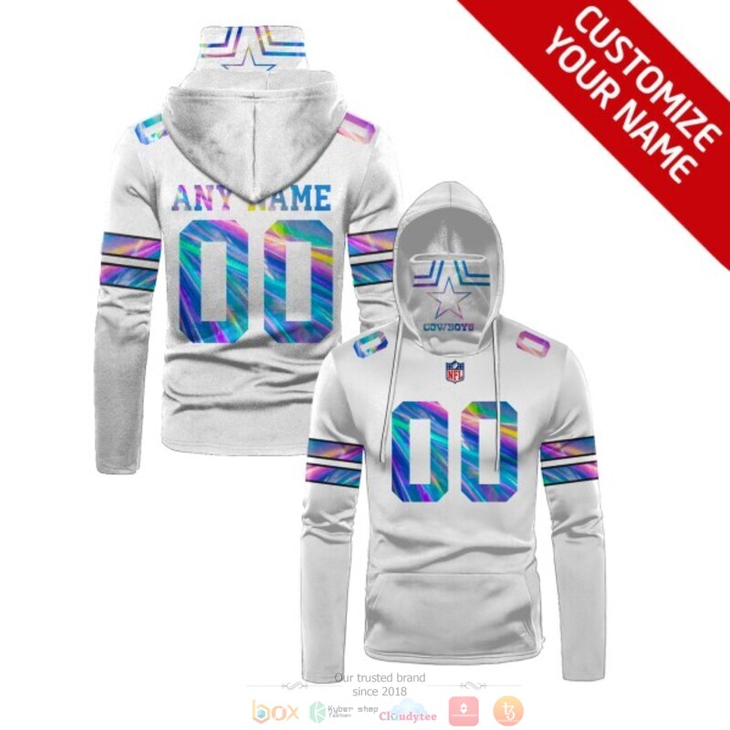Personalized NFL Dallas Cowboys white hologram custom 3d hoodie mask