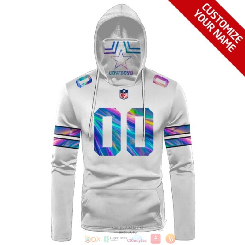 Personalized NFL Dallas Cowboys white hologram custom 3d hoodie mask 1