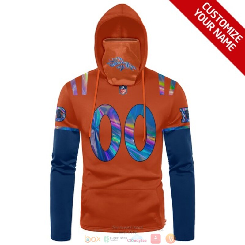 Personalized NFL Denver Broncos orange blue custom 3d hoodie mask 1