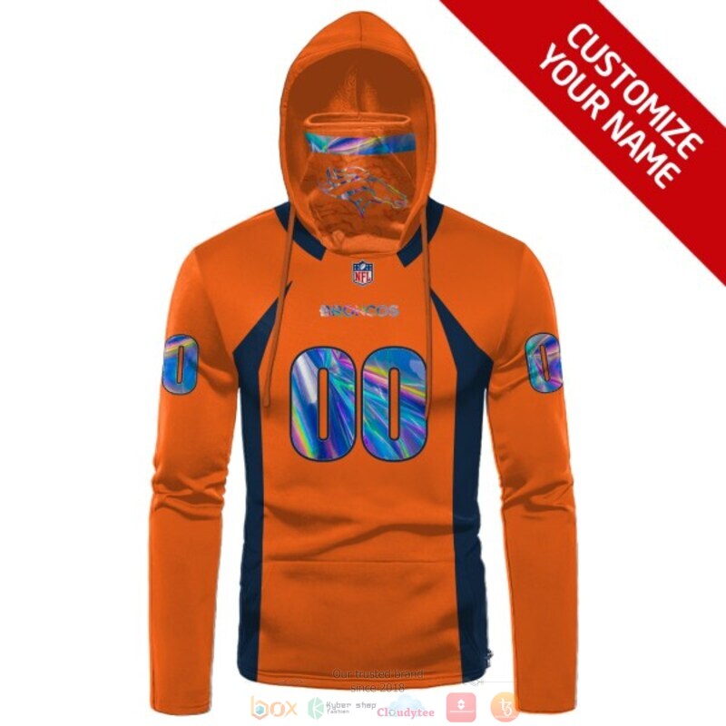 Personalized NFL Denver Broncos orange custom 3d hoodie mask 1