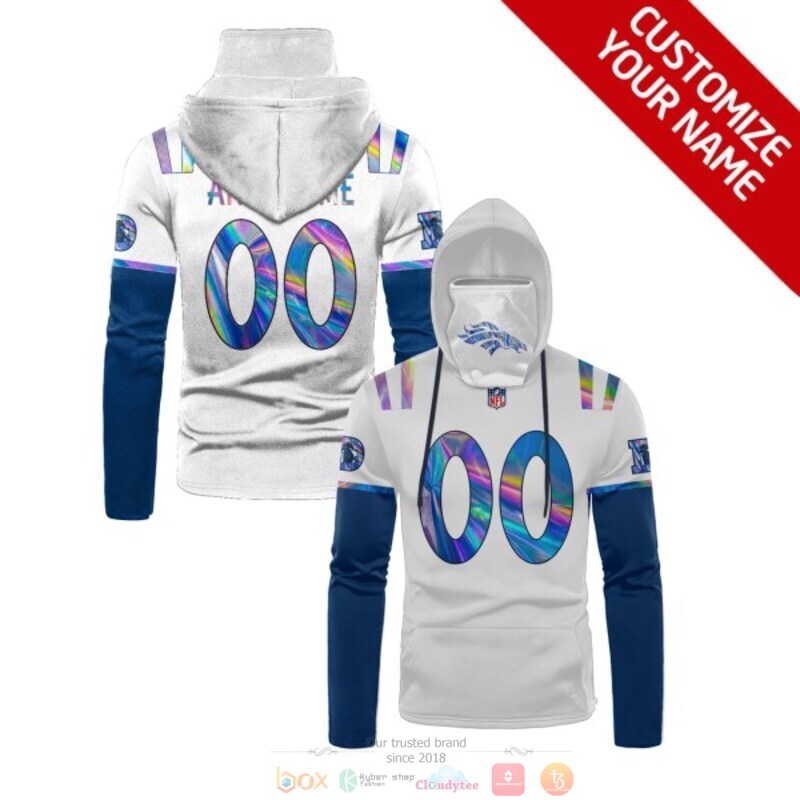 Personalized NFL Denver Broncos white blue custom 3d hoodie mask