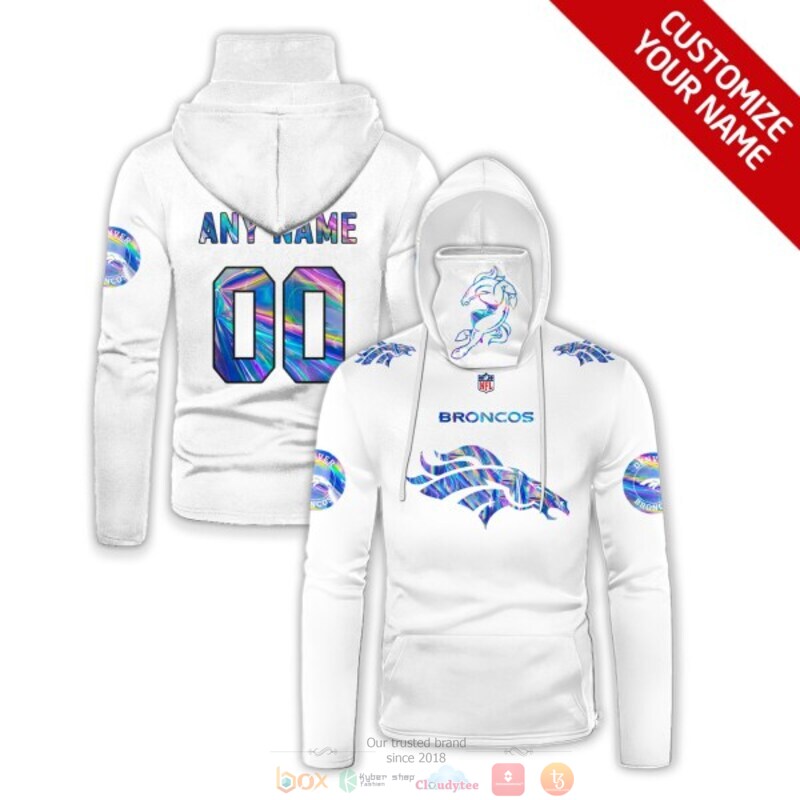 Personalized NFL Denver Broncos white custom 3d hoodie mask
