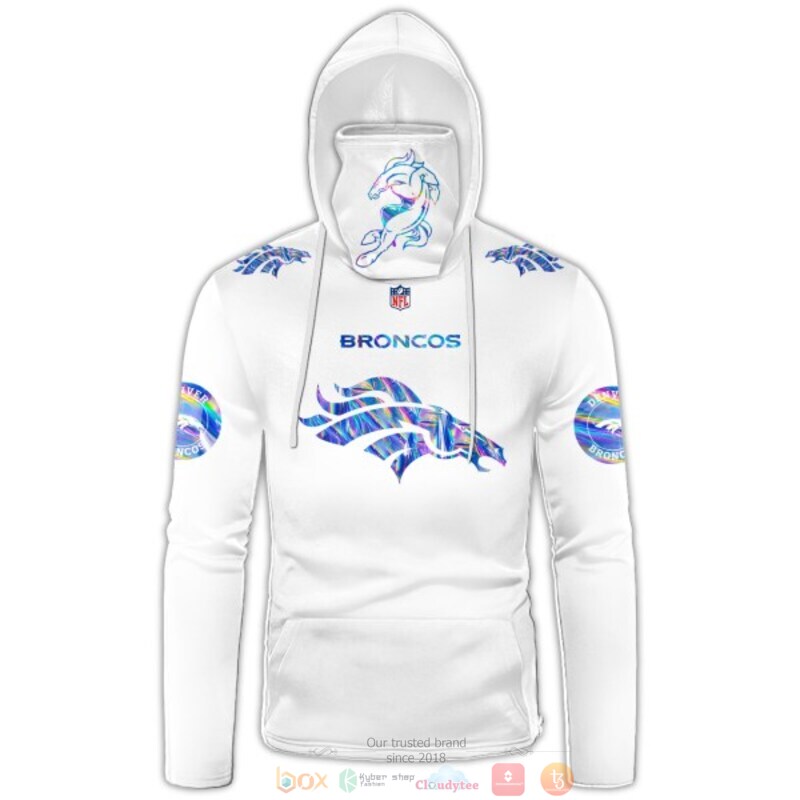 Personalized NFL Denver Broncos white custom 3d hoodie mask 1