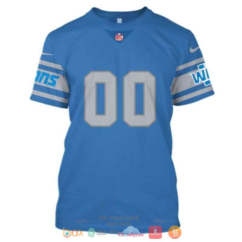 Personalized NFL Detroit Lions blue custom 3d shirt hoodie 1 2 3 4 5 6