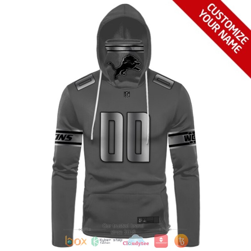 NFL Detroit Lions dark grey Personalized custom 3d hoodie mask 2 Personalized NFL Detroit Lions dark grey custom 3d hoodie mask 1