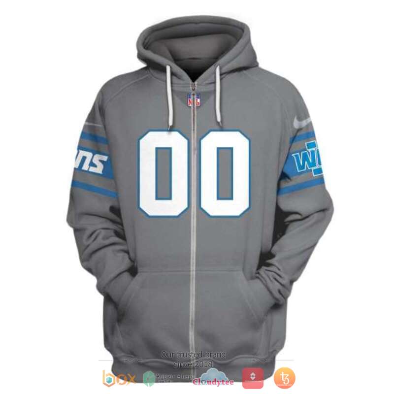 NFL Detroit Lions grey Personalized custom jersey shirt, hoodie 2 Personalized NFL Detroit Lions grey custom 3d shirt hoodie 1