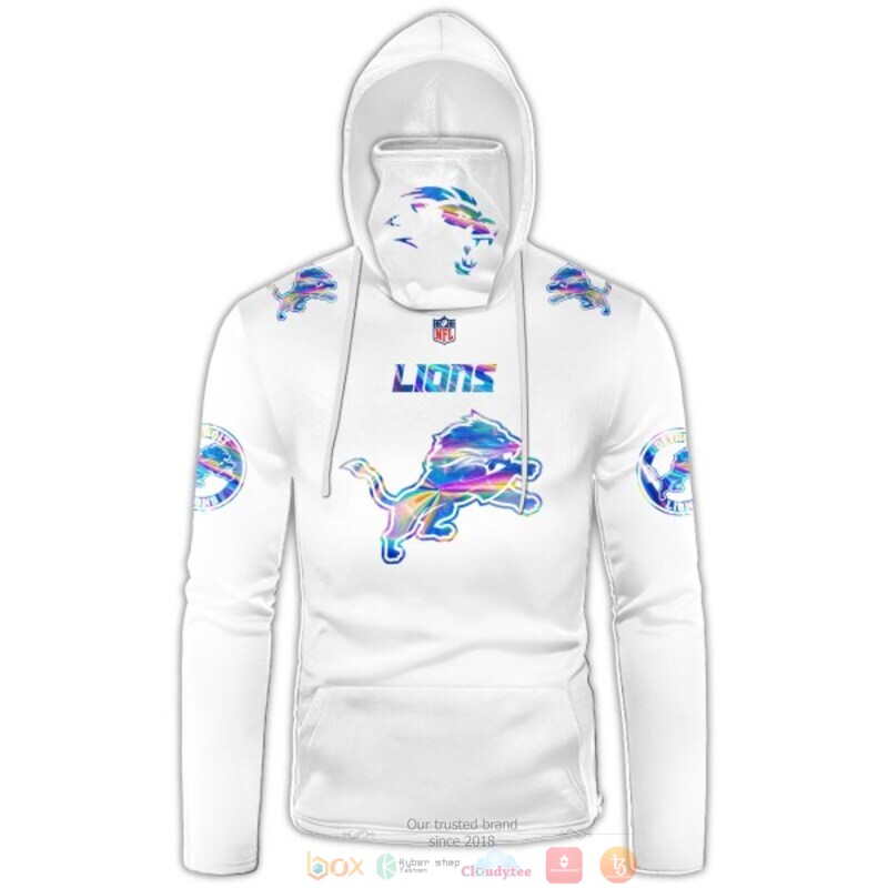 Personalized NFL Detroit Lions white custom 3d hoodie mask 1