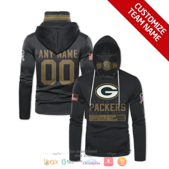 Personalized NFL Green Bay Packers Black 3d hoodie mask