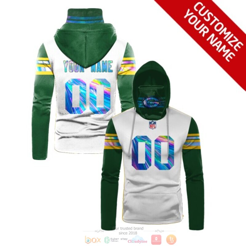 Personalized NFL Green Bay Packers white green custom 3d hoodie mask