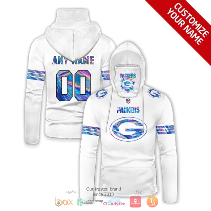 Personalized NFL Green Bay Packers white hologram color 3d hoodie mask
