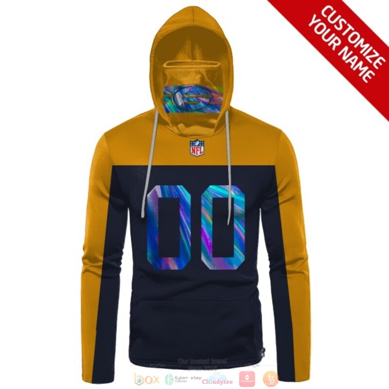 Personalized NFL Green Bay Packers yellow blue custom 3d hoodie mask 1