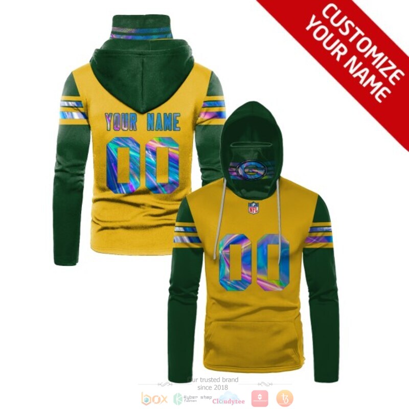 Personalized NFL Green Bay Packers yellow green custom 3d hoodie mask