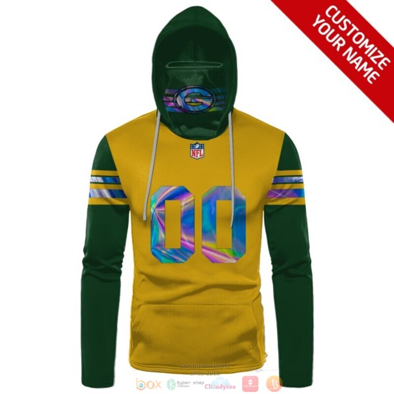 Personalized NFL Green Bay Packers yellow green custom 3d hoodie mask 1