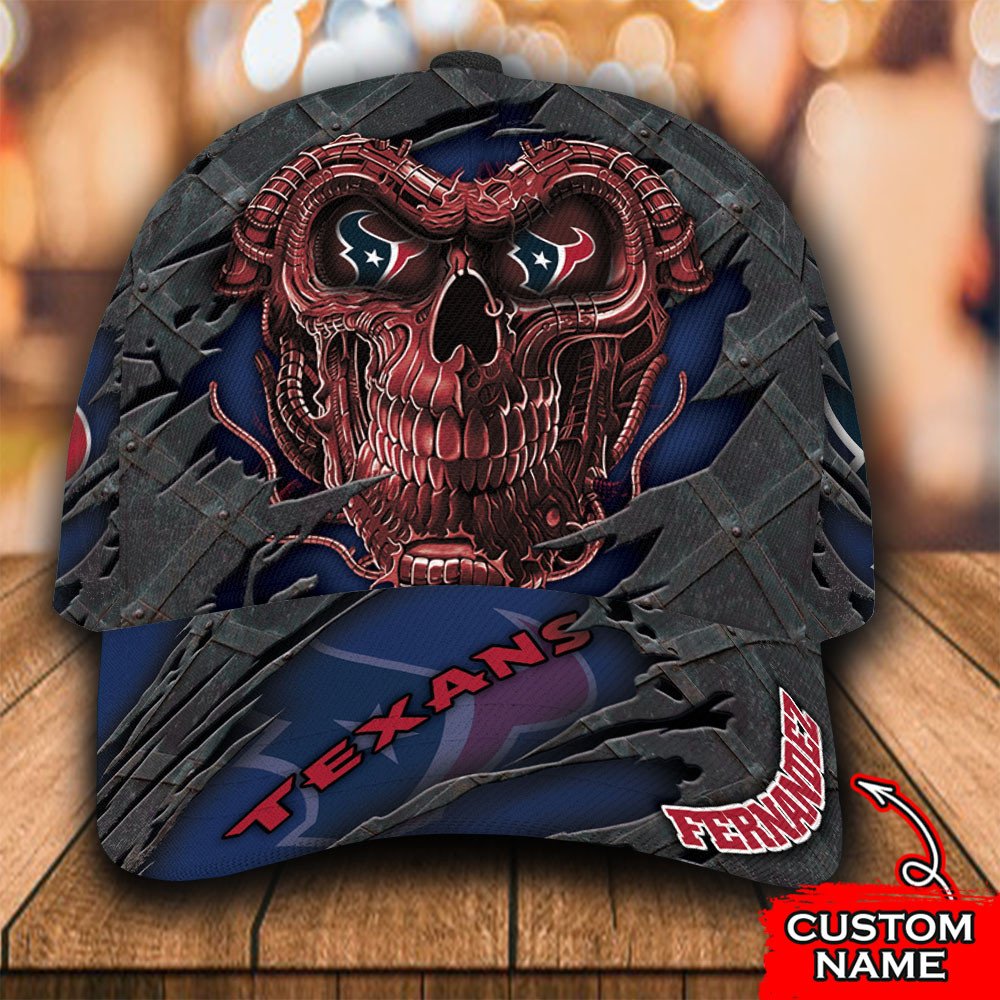 Personalized NFL Houston Texans Wings Skull Custom Cap