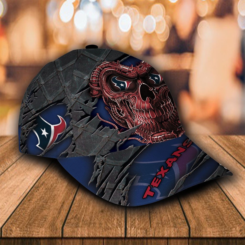 Personalized NFL Houston Texans Wings Skull Custom Cap 1