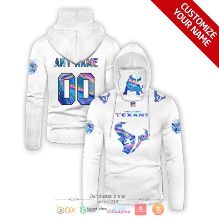 Personalized NFL Houston Texans white hologram color 3d hoodie mask