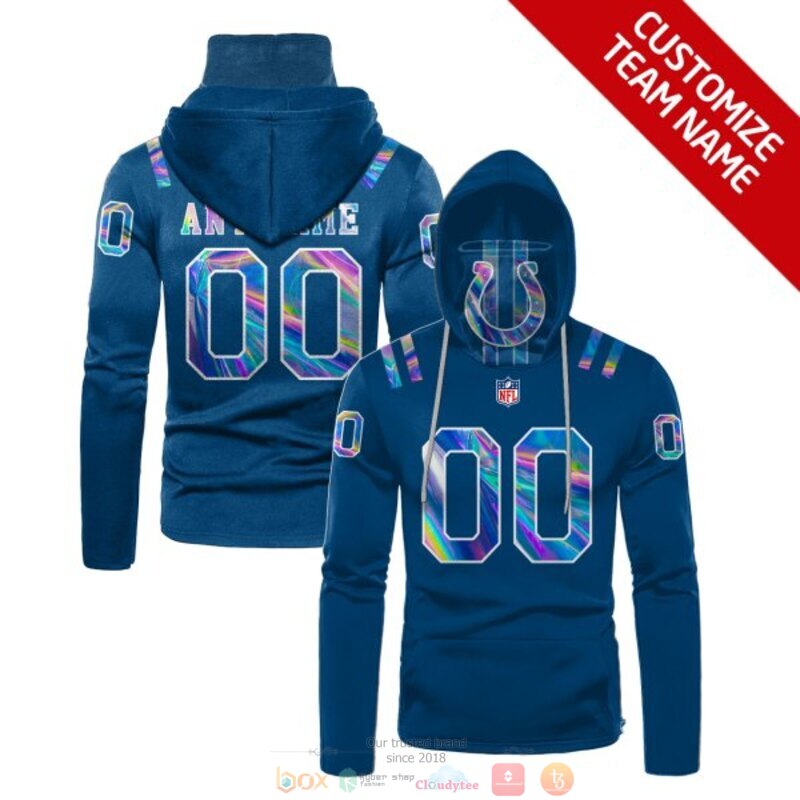 Personalized NFL Indianapolis Colts blue custom 3d hoodie mask