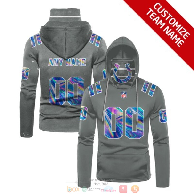 Personalized NFL Indianapolis Colts grey custom 3d hoodie mask