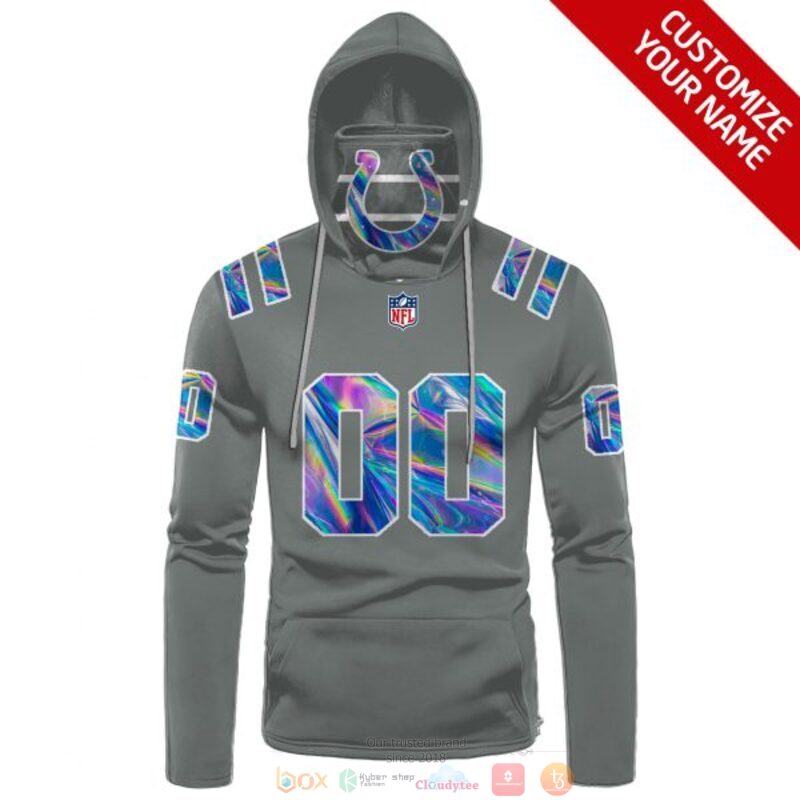 Personalized NFL Indianapolis Colts grey custom 3d hoodie mask 1