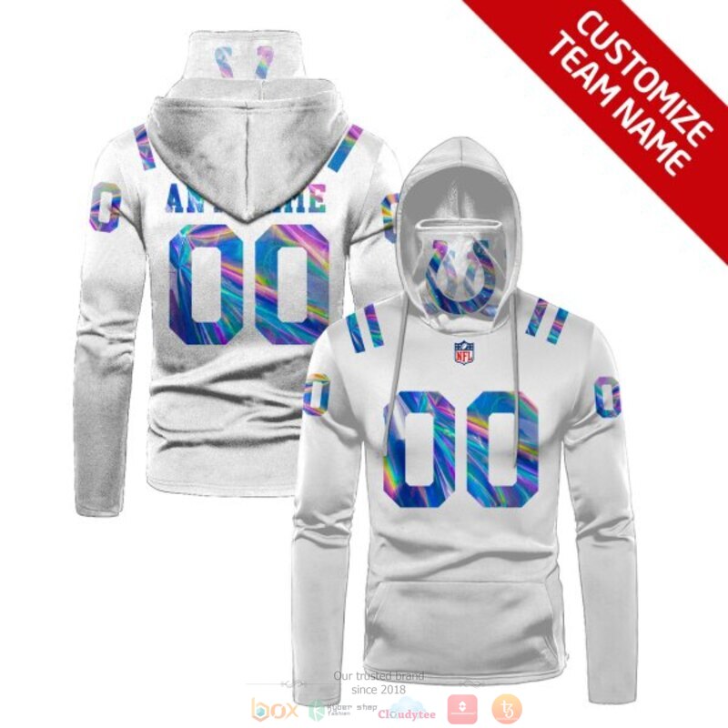 Personalized NFL Indianapolis Colts white custom 3d hoodie mask