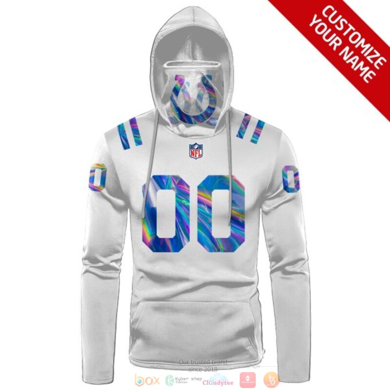 Personalized NFL Indianapolis Colts white custom 3d hoodie mask 1