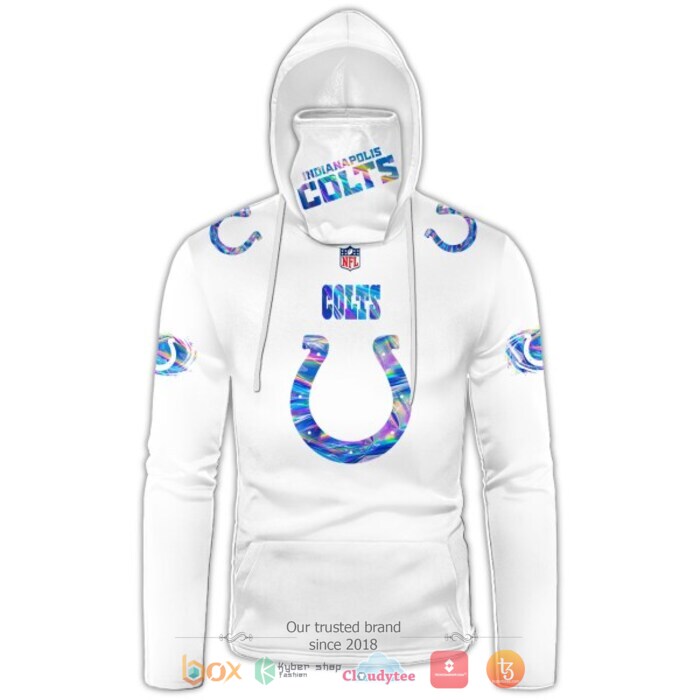 Personalized NFL Indianapolis Colts white hologram color 3d hoodie mask 1