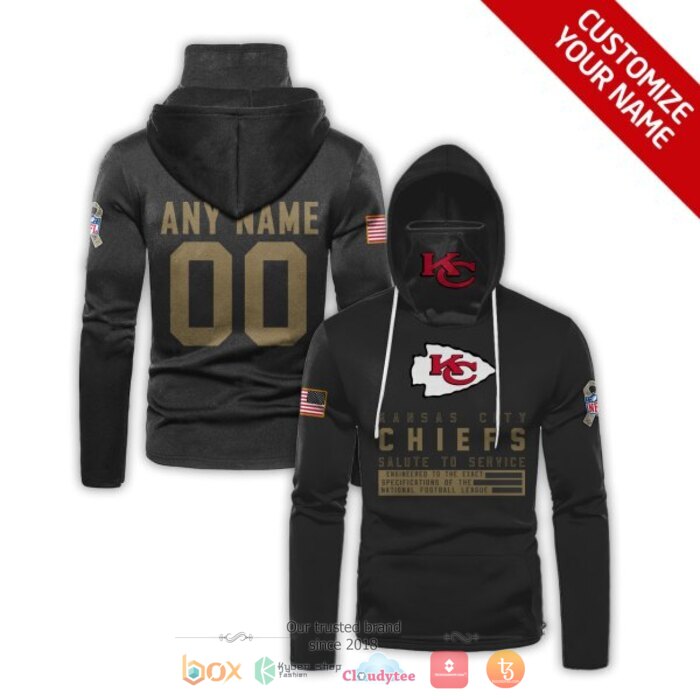 Personalized NFL Kansas City Chiefs Black 3d hoodie mask