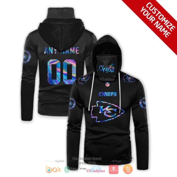 Personalized NFL Kansas City Chiefs black hologram color 3d hoodie mask