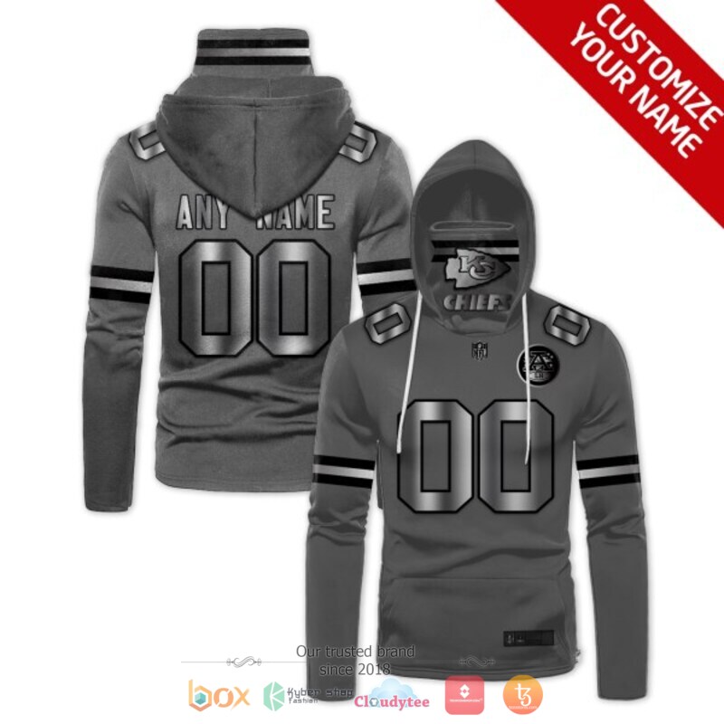Personalized NFL Kansas City Chiefs dark grey custom 3d hoodie mask