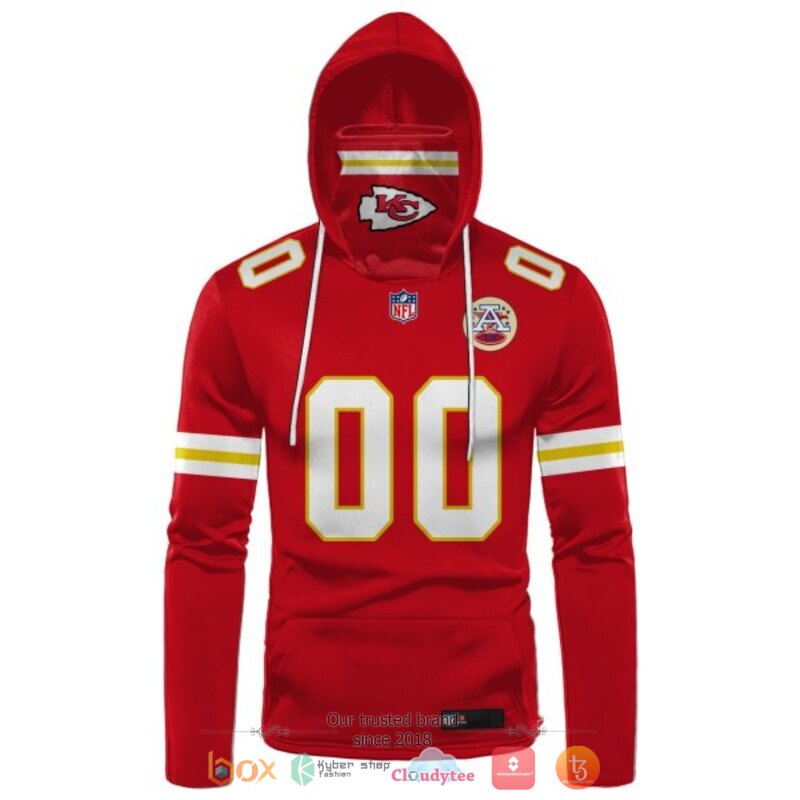 NFL Kansas City Chiefs red Personalized custom hoodie mask 2 Personalized NFL Kansas City Chiefs red custom hoodie mask 1