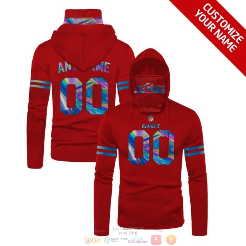 Personalized NFL Kansas City Chiefs red hologram custom 3d hoodie mask