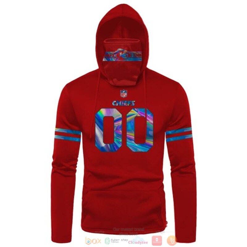 Personalized NFL Kansas City Chiefs red hologram custom 3d hoodie mask 1