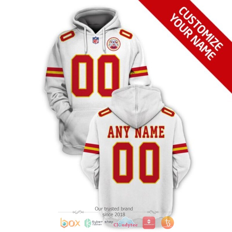 Personalized NFL Kansas City Chiefs white custom 3d shirt hoodie