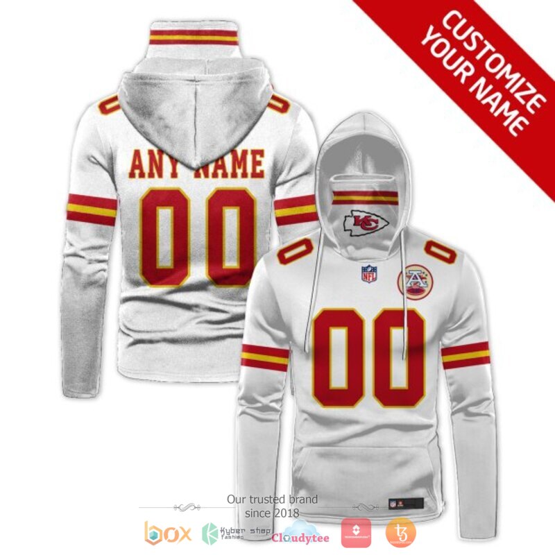 NFL Kansas City Chiefs white Personalized custom hoodie mask 6 Personalized NFL Kansas City Chiefs white custom hoodie mask