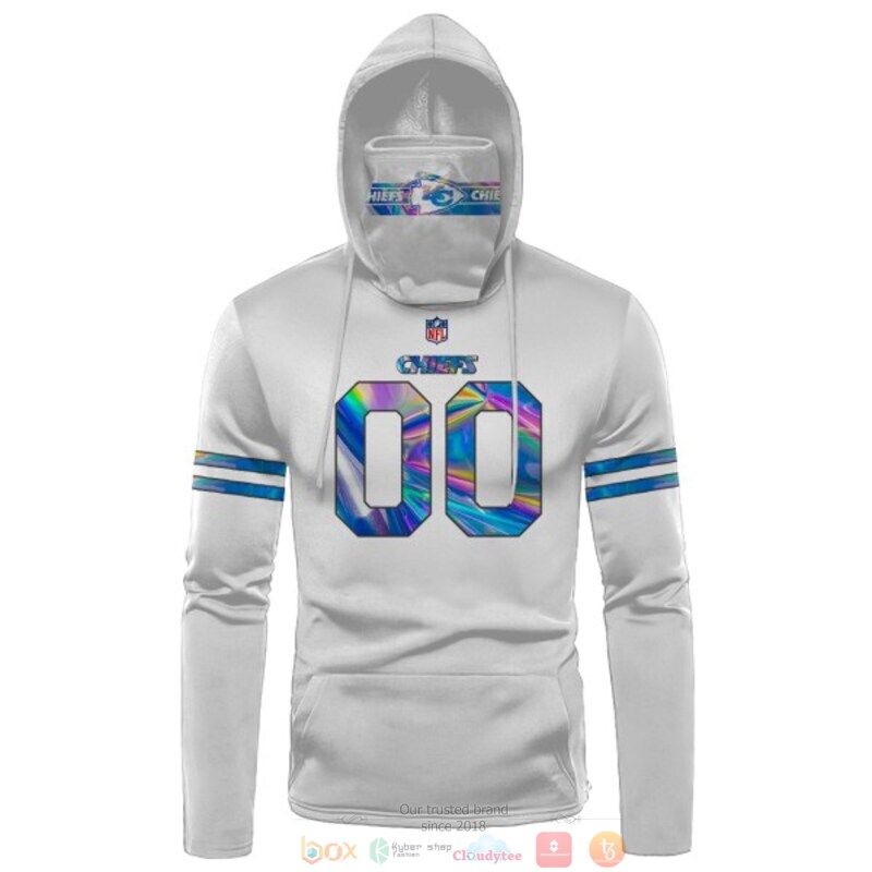 Personalized NFL Kansas City Chiefs white hologram custom 3d hoodie mask 1