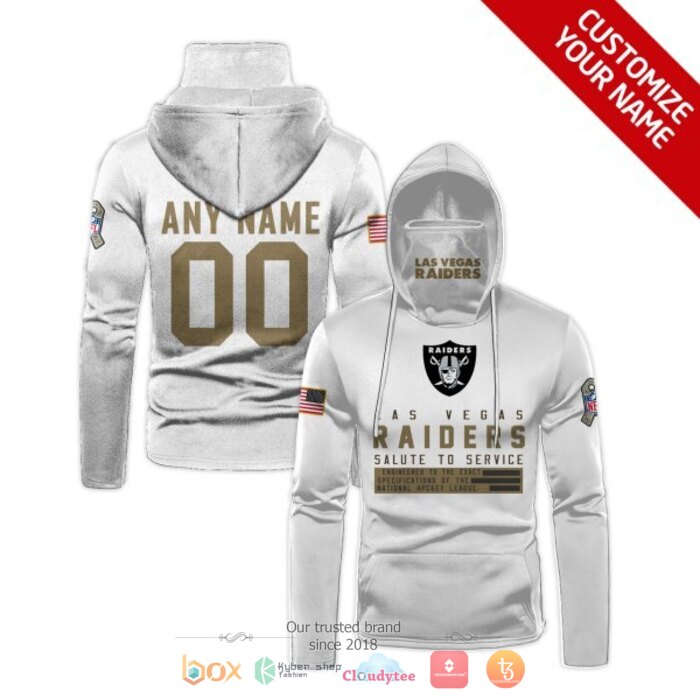 Personalized NFL Las Vegas Raiders White 3d hoodie mask 1 Personalized NFL Las Vegas Raiders White 3d hoodie mask