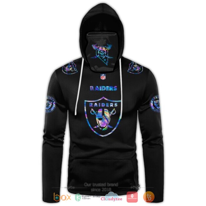 Personalized NFL Las Vegas Raiders black hologram color 3d hoodie mask 1